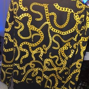 Navy blue chain long sleeve T-shirt